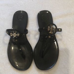 Tory Burch Mini Miller jelly sandal in black.